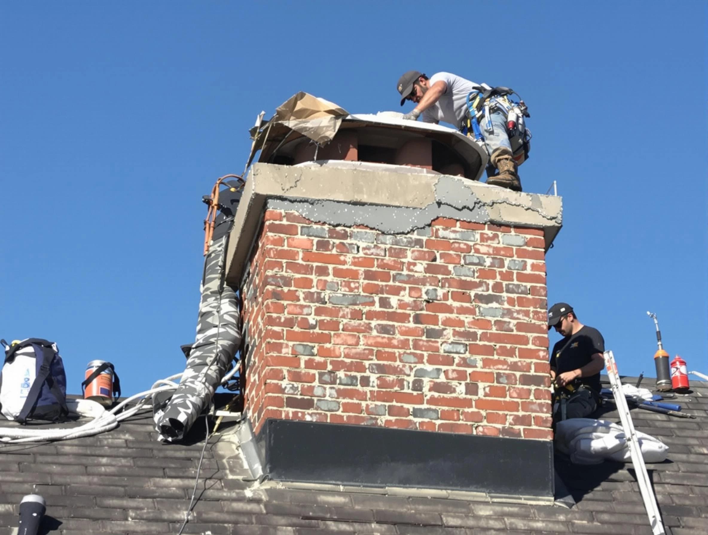 Milliken Chimney Sweep installing a custom chimney crown in Milliken, CO