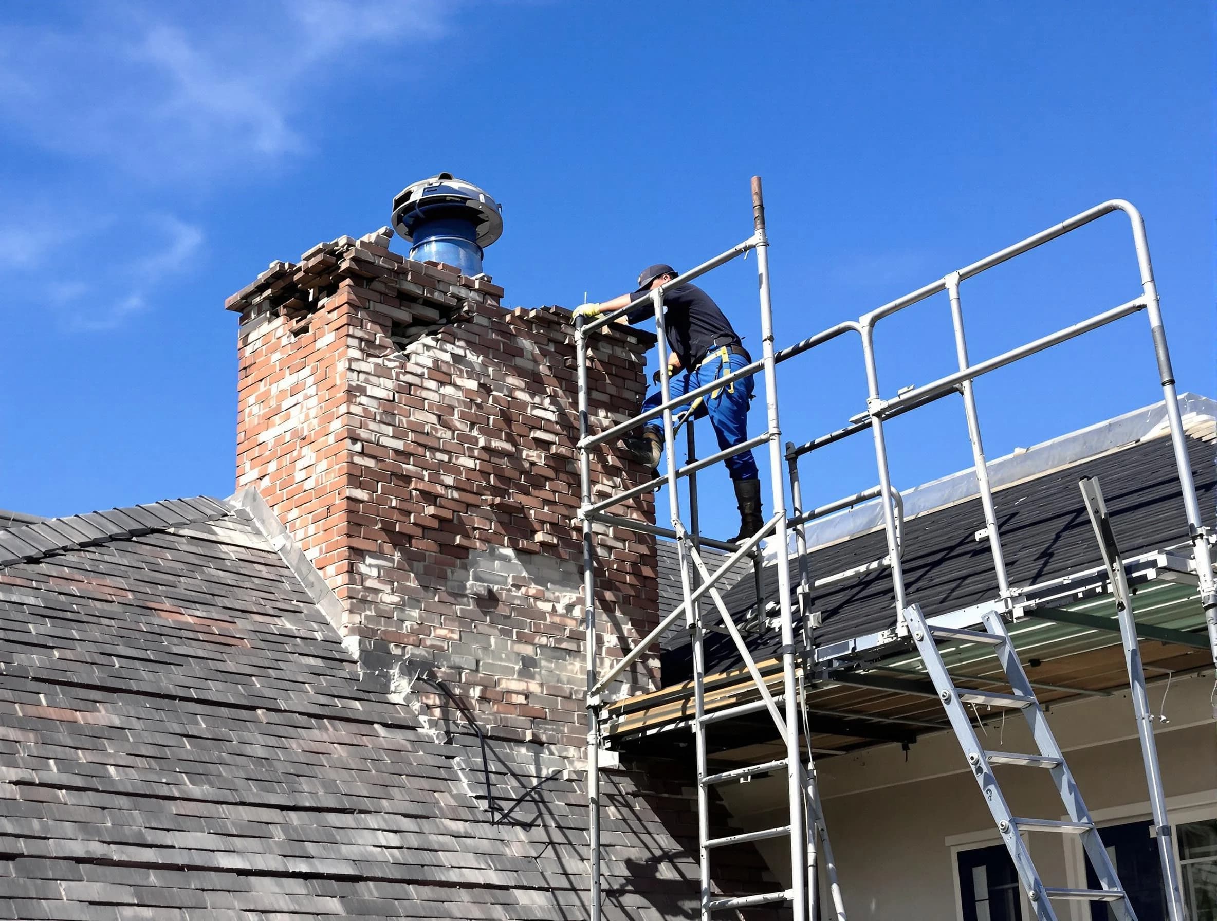 Rebuilding a chimney structure by Milliken Chimney Sweep in Milliken, CO