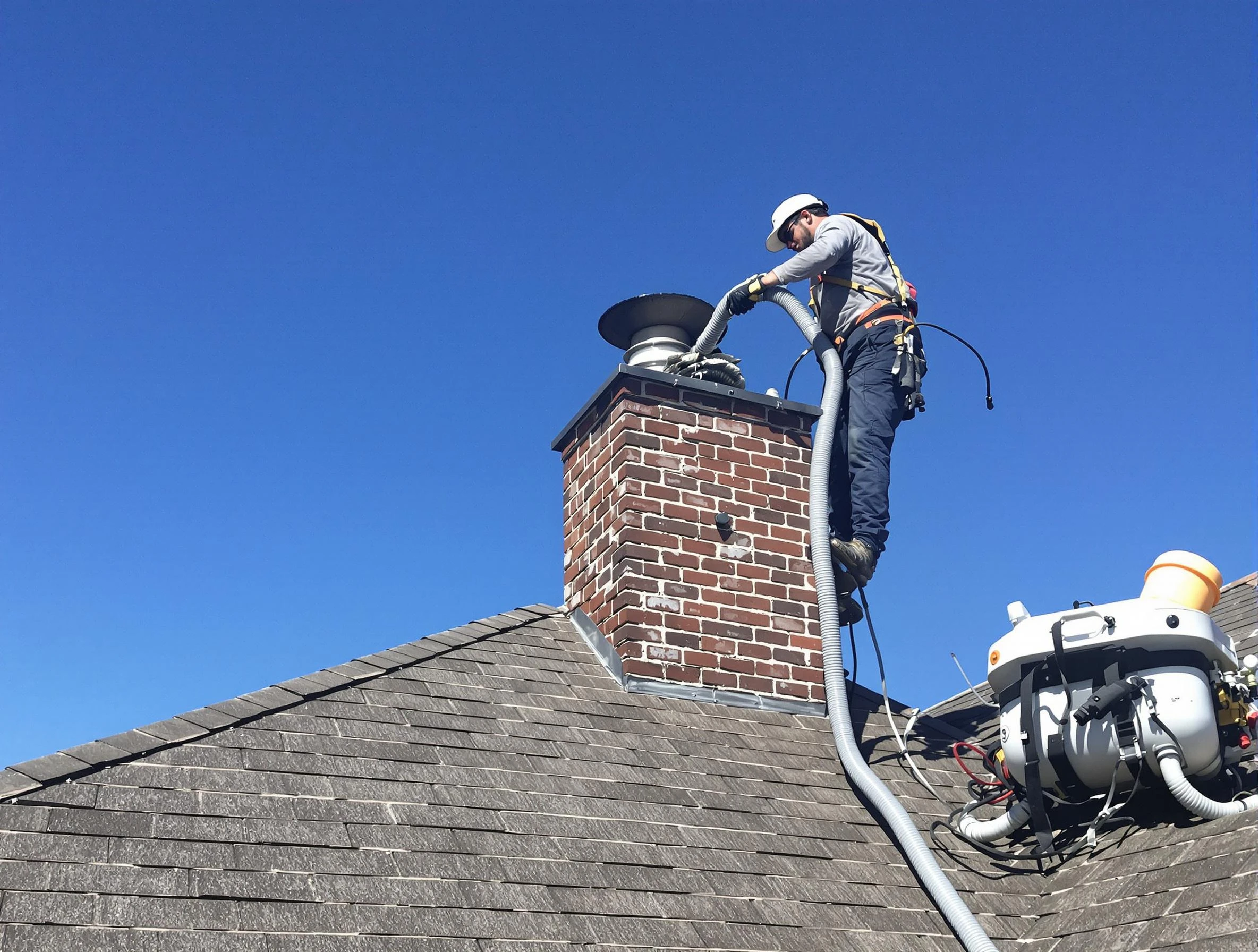 Dedicated Milliken Chimney Sweep team member cleaning a chimney in Milliken, CO