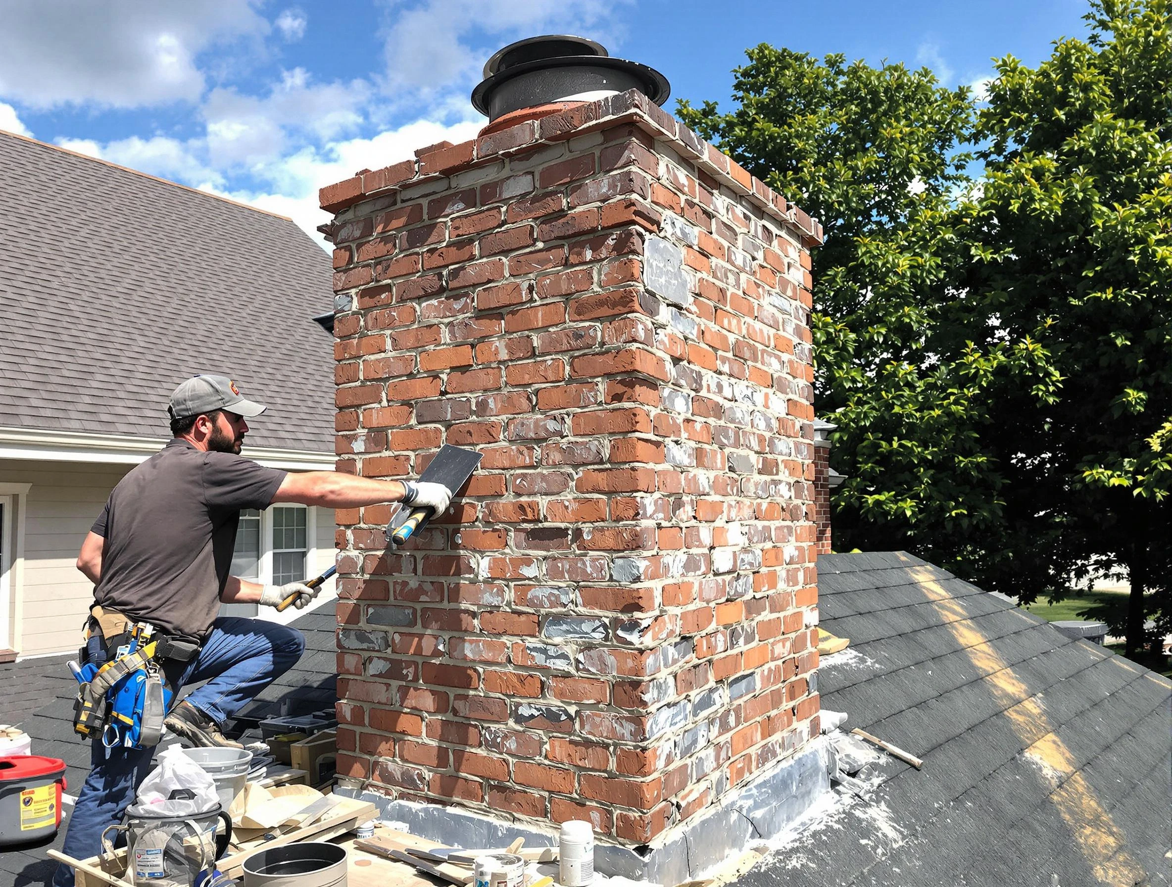 Completed chimney rebuild by Milliken Chimney Sweep in Milliken, CO