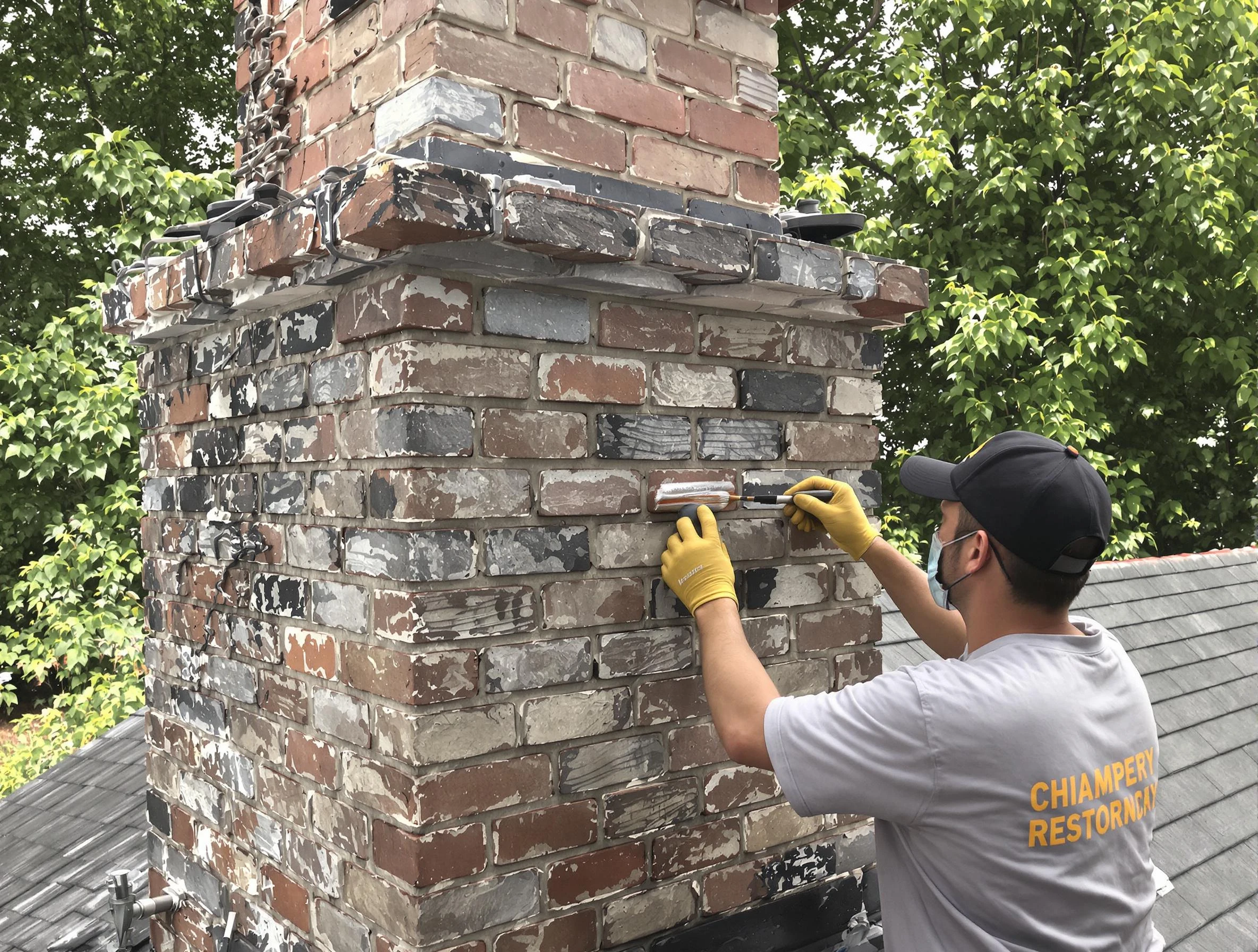 In-progress chimney restoration by Milliken Chimney Sweep in Milliken, CO